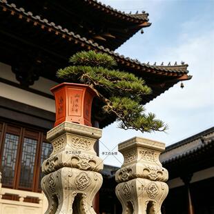 石雕汉白玉石墩石花架花几手工彷古做旧石墩子柱墩中式庭院摆件