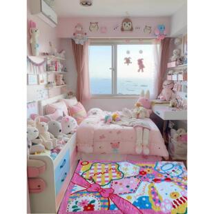 七五糖果店可爱的女孩地毯卧室床边毯子起居室厚毛绒儿童地垫