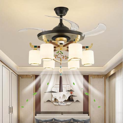 新中式客厅吊扇灯2025新款餐饮火锅店别墅饭饭厅隐形电风扇吊灯