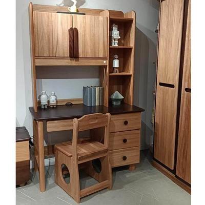 全实木儿童书桌红檀木儿童学习桌写字桌电脑桌书架一体座椅1.2米