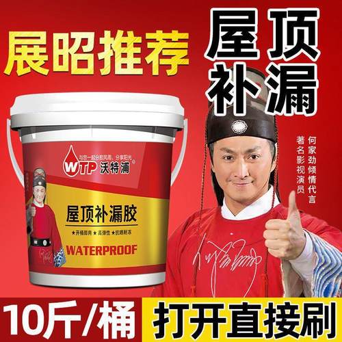 沃特浦屋顶防水补漏材料平房楼顶外墙裂缝补漏防水胶沥青漆