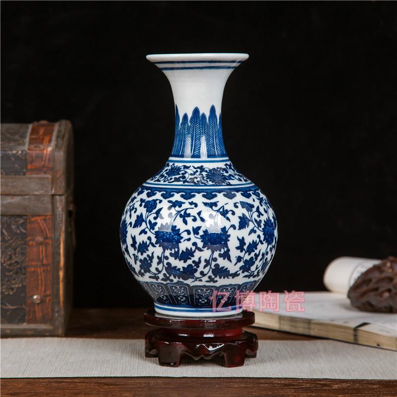 景德镇陶瓷器彷古青花瓷中号花瓶中式家居装饰酒柜客厅博古架摆件