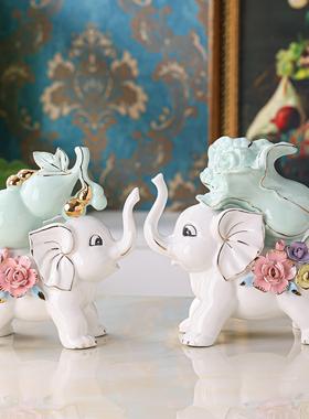 摆件大象葫芦玉白菜陶瓷客厅电视柜酒柜招财装饰品乔迁新居礼品