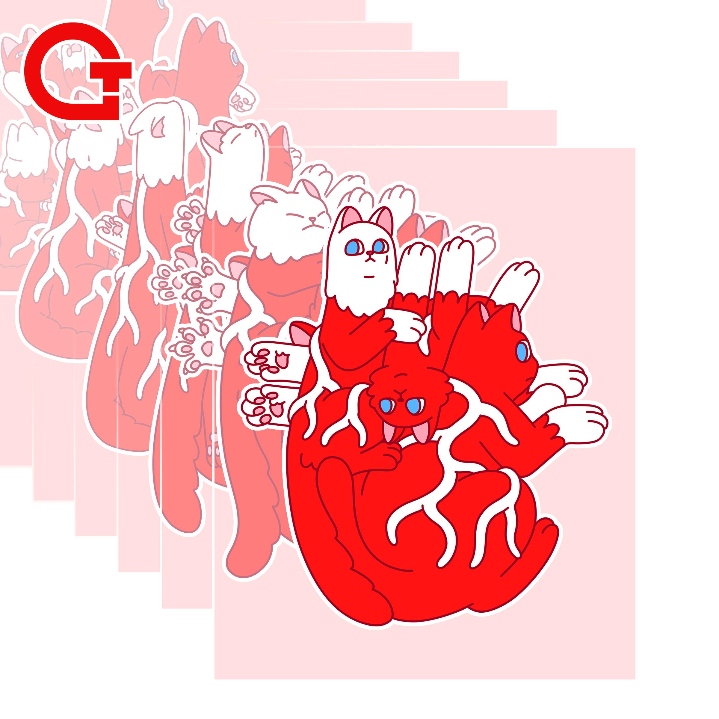 [猫x心脏]六变光栅明信片 动画 画多变卡片可爱盲袋 GGT LAB