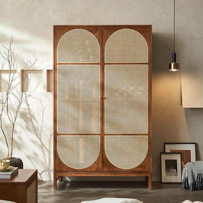 北欧实木藤编衣柜储物柜侘寂风覆古双门整体橱柜民宿酒店藤艺家俱,住宅家具,独立衣柜,淘宝优惠券,粉丝福利购,淘宝优惠卷