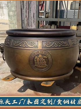 铜大缸纯铜户外风水养鱼荷花缸特大号别墅院子庭院门海摆件聚宝盆