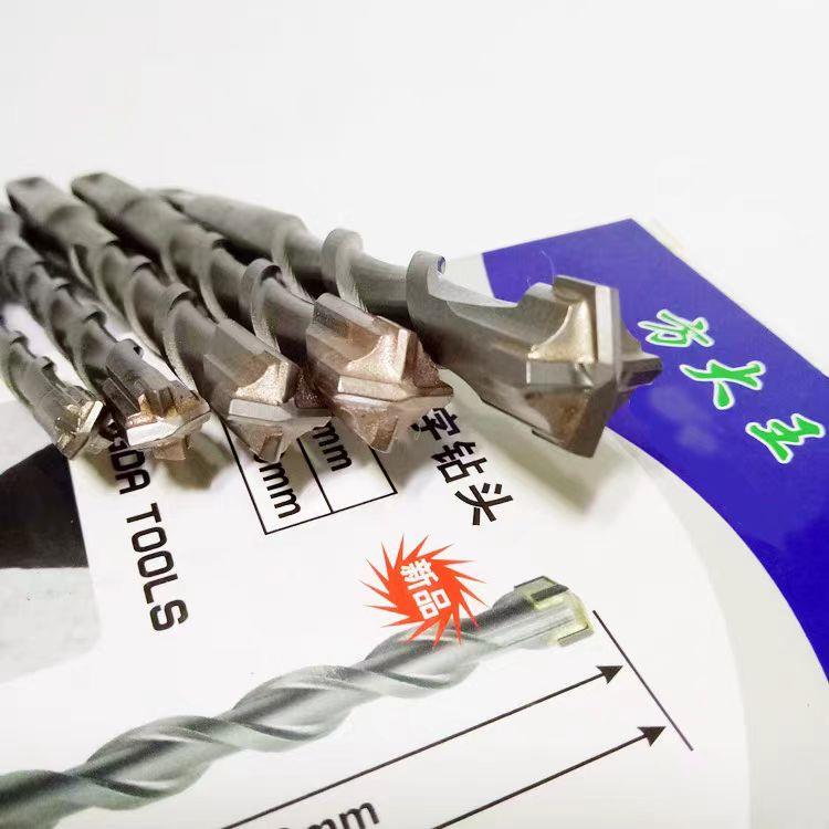 方大王方柄四坑十字头四刃合金电锤冲击钻咀钻钢筋混凝土植筋钻头