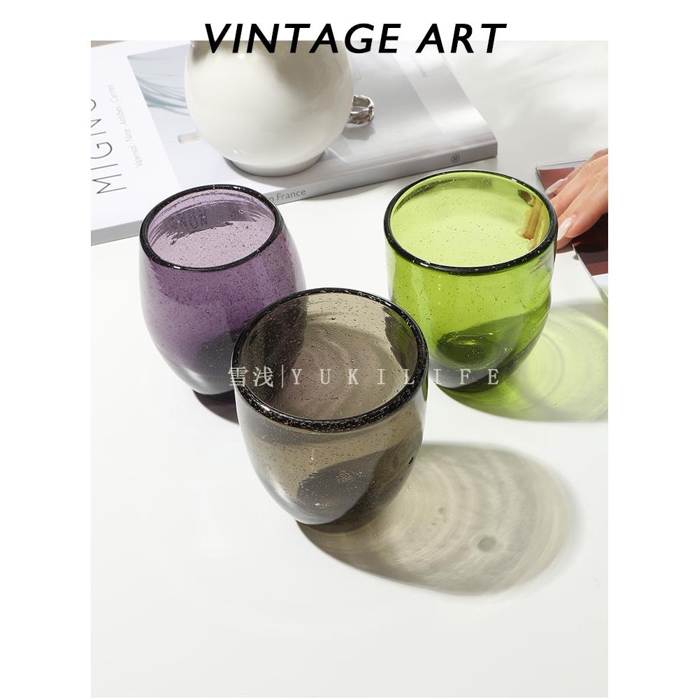中古1980s手作泡泡杯彩玻璃酒杯VINTAGE日式