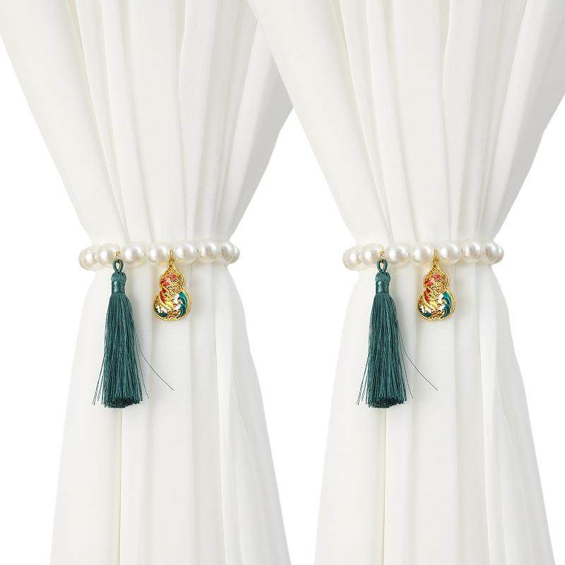 新款磁吸窗帘绑带abs珍珠收纳窗帘扣窗帘绑绳装饰蝴蝶结 - 封面