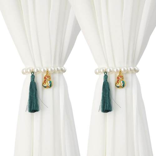 新款磁吸窗帘绑带abs珍珠收纳窗帘扣窗帘绑绳装饰蝴蝶结