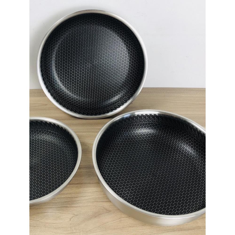 316三层钢户外露营可折叠收纳蜂窝煎锅汤锅炒锅平底锅可拆卸把手