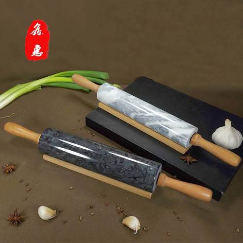 天然大理石擀面 面棍面棍擀水饺皮牛角包家用烘焙工具滚轴式披萨d