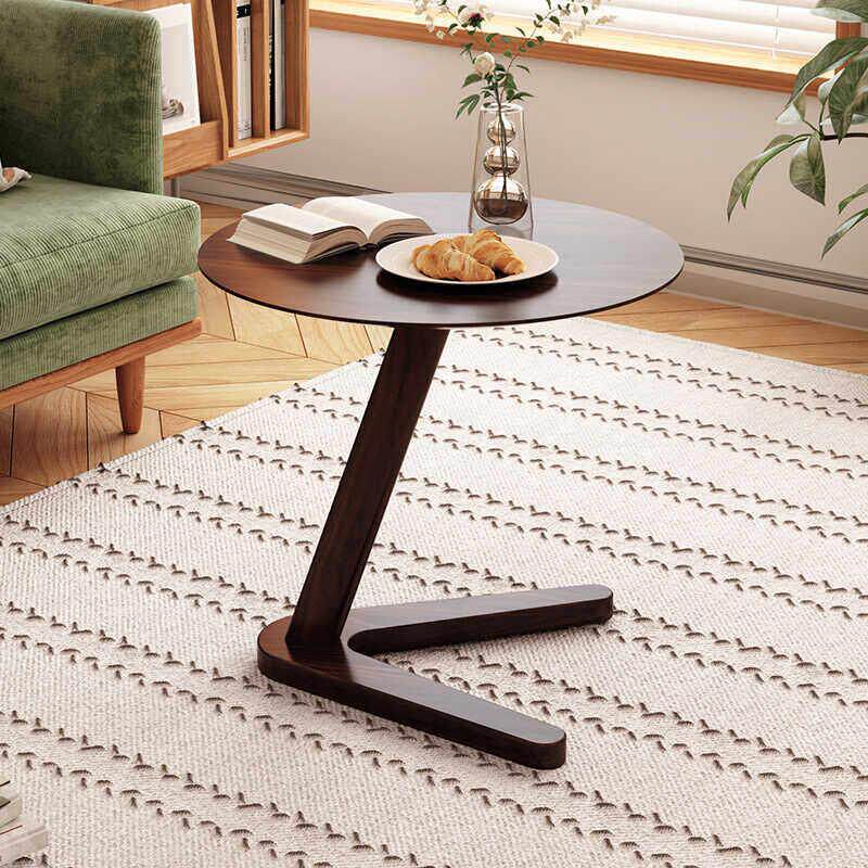 阿琪玛北美黑胡桃木实木创意休闲 角几小户型客厅沙发边几圆桌