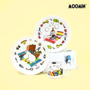 姆明儿童餐具 芬兰Arabia陶瓷釉中彩水杯餐盘 宝宝学生创意礼盒