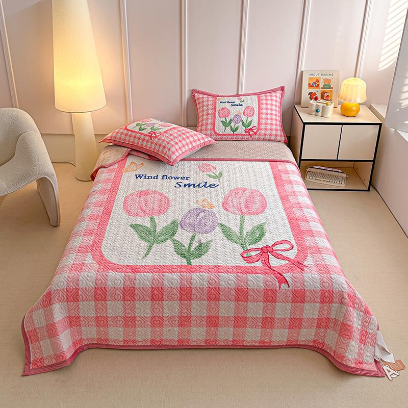 云貂绒床盖单件可牛奶绒夹棉床单三件套卡通is加爱绒加n厚7273723