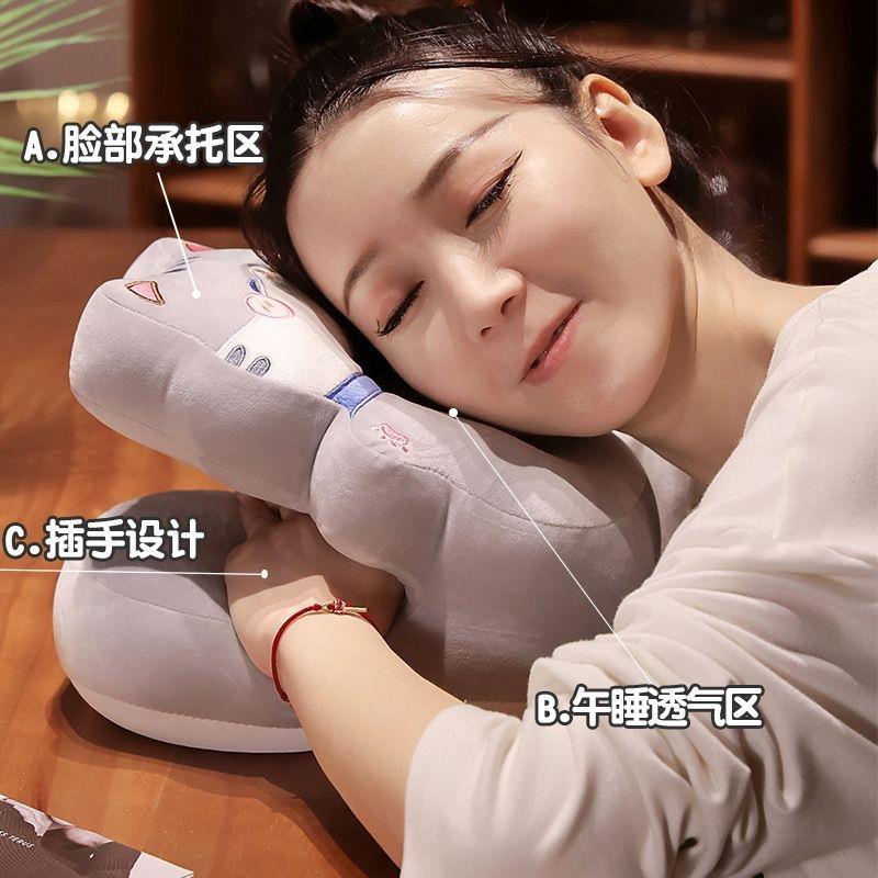 抱睡枕小学生护桌面睡觉抱枕颈护胸趴桌枕夏天硌O54360爬睡爬枕不