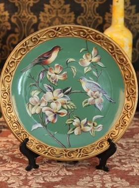 欧式家居装办公室房观赏盘北欧风格客厅招财陶饰瓷T011书看盘桌面