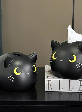 可爱猫咪纸巾盒家用客厅桌面家抽纸盒意轻OQZ奢高感用创装饰品级