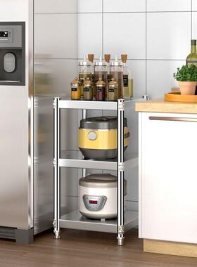 加厚304不锈钢厨房物FJO架地夹收纳层架落多层微波炉置物缝架子家