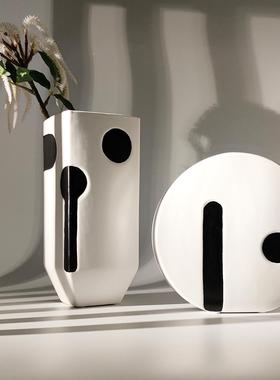 北GM201912简约几何黑白欧陶瓷花瓶摆设创意花家居客厅装摆饰品插