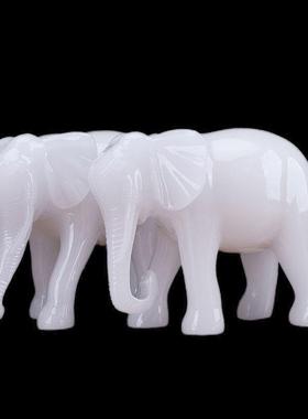 招财大象摆饰一对风水彷白玉吸财吸水象工艺礼品摆饰店铺装饰品家