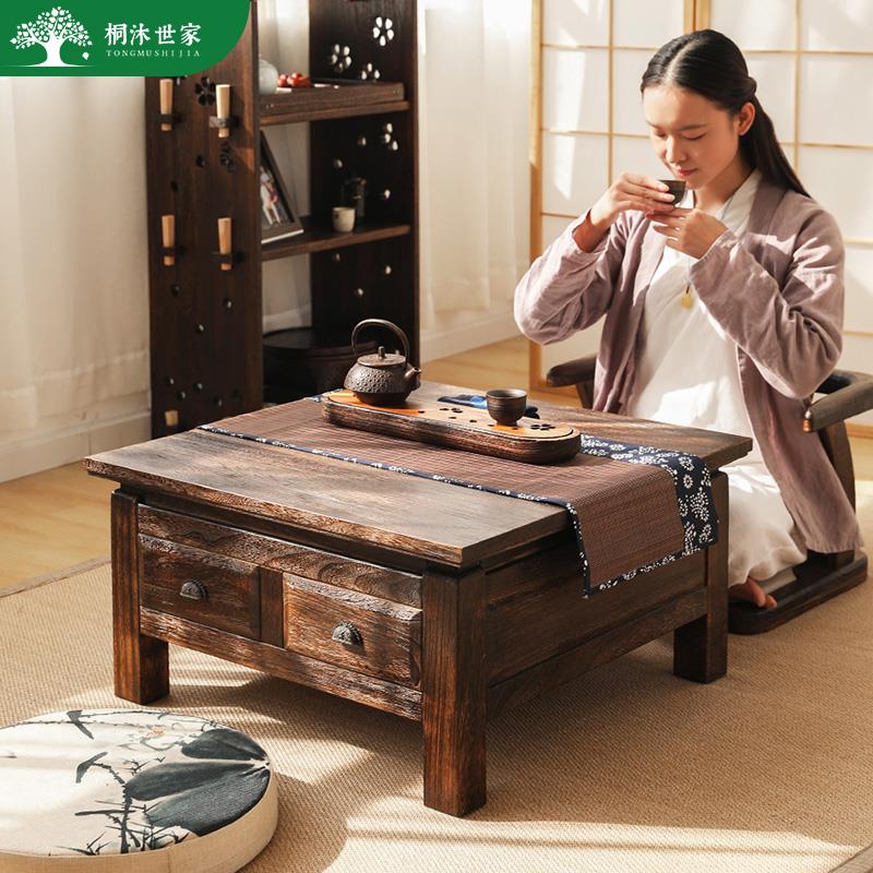 实木飘窗炕桌家用卧室坐地榻榻米矮桌桌子中式农村老式小茶几地桌