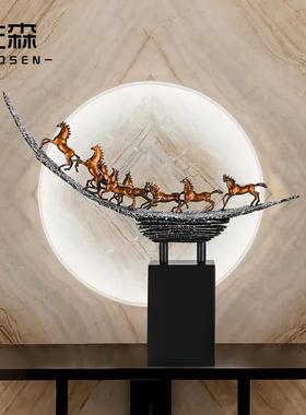 佐森 八骏雄风 铜马摆件客厅玄关饰品办公室桌面定制公司开业礼物