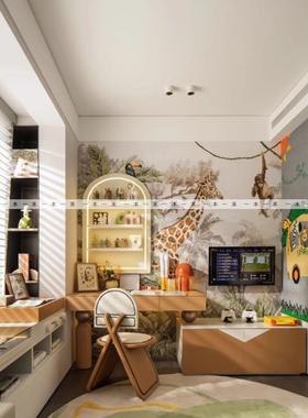 现代简约样板间儿童房女孩房趣味可爱森林系自然绘画软装饰品摆件