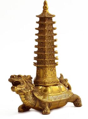 2025纯黄铜龙龟文昌塔返校装饰九层13层客厅家居饰品书桌装饰