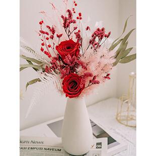 永恒的玫瑰蓬莱松木干花花束在家庭装饰装饰品mangn网红保存花干