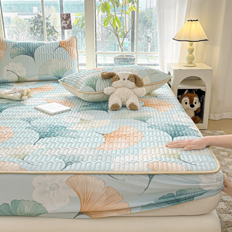 乳胶凉席夏季单件凉感冰丝床罩三件套席家用印花夏天凉快空调席子