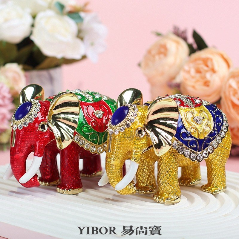 金属珐琅彩工艺品东南亚大象创意家居玄关办公桌招财摆件装饰礼品