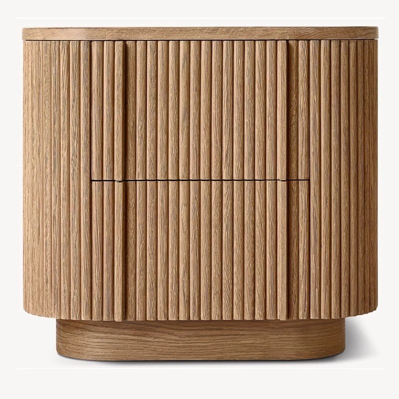 RH实木复古床头柜橡木复古抽屉柜卧室家用床边储物柜收纳柜