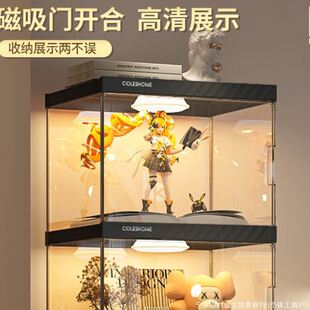 书架落地置物架客厅收纳柜子带柜门儿童透明展示简易防尘家用书柜