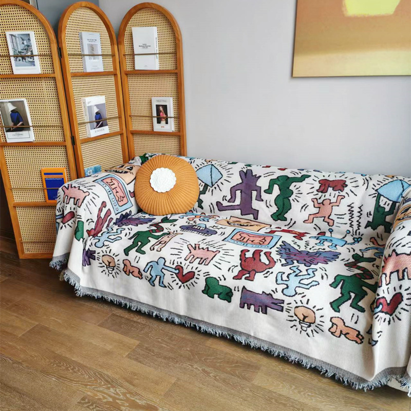 新款沙发盖布沙发巾北欧风卡通