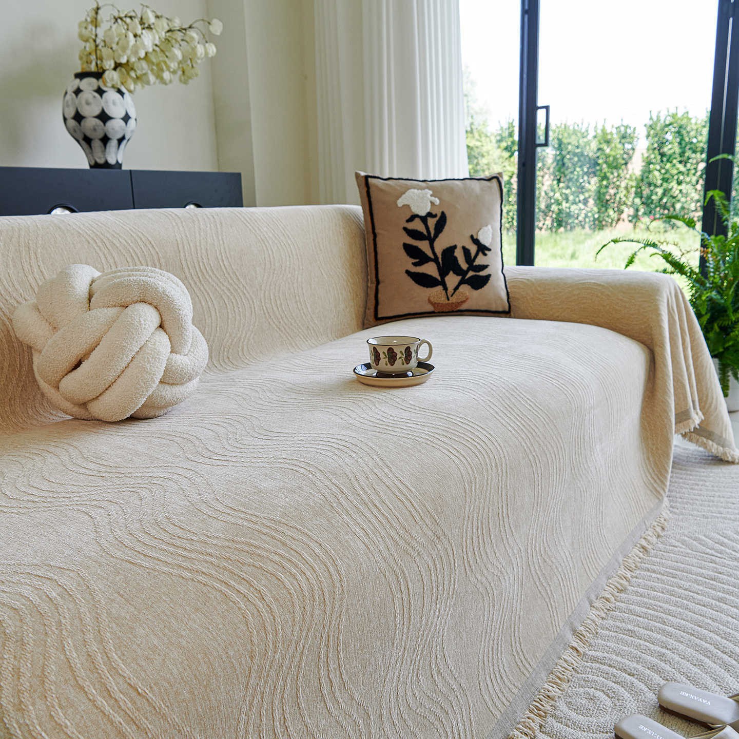 新款加厚纯色雪尼尔沙发巾简约