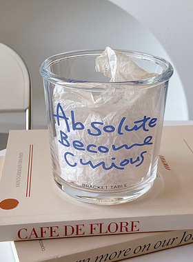 新款 围炉冰茶ins风蓝色字母ABC玻璃杯冷萃杯子咖啡杯果饮杯环保