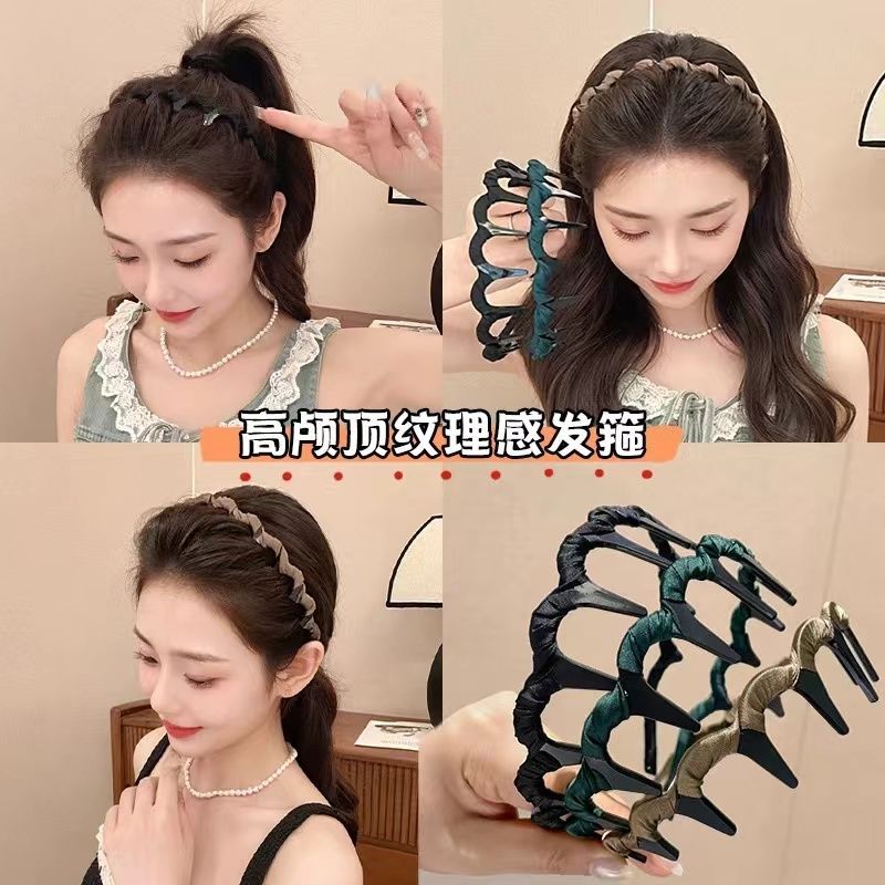 2025新款洗脸发箍女波浪发碎发高颅布艺头箍带齿网红防滑发卡百搭