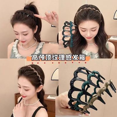 2025新款洗脸发箍女波浪发碎发高颅布艺头箍带齿网红防滑发卡百搭