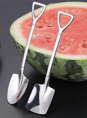 加厚不锈钢铁锹勺子家用创意甜品吃西瓜专用可爱铲子汤匙网红铁锹