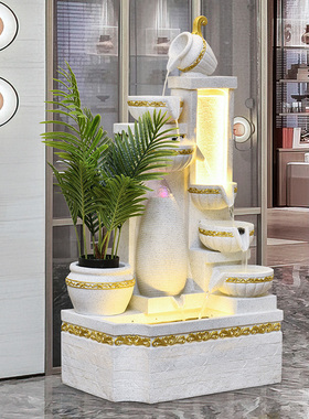 简约流水喷泉摆件创意家居v客厅落地鱼池景观阳台户外现代加湿器