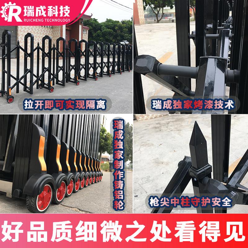 手动推拉伸缩门道路分流折叠路障不锈钢收缩隔离手推移动围栏护栏