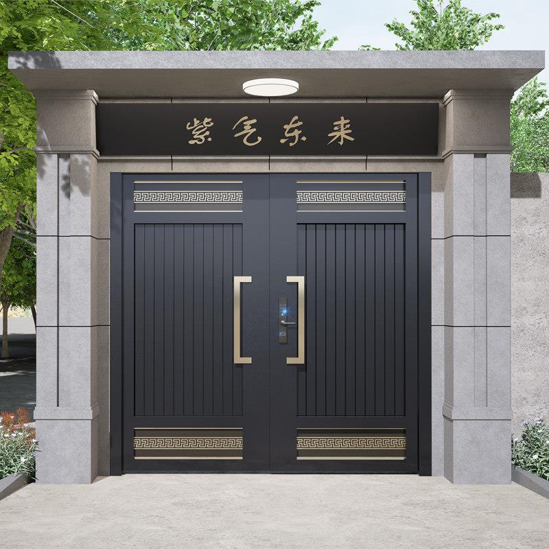 中式现代铁艺农村庭院门铝合金别墅入户大门不锈钢门自建房花园门