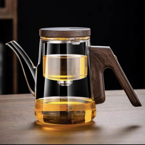 顶壶耐热磁吸飘逸杯全玻璃内胆茶水分离泡茶壶套装一键过滤冲茶器