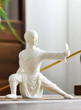 功夫小子陶瓷紫砂摆件中华武术少林武僧人物办公室装饰品家居摆件