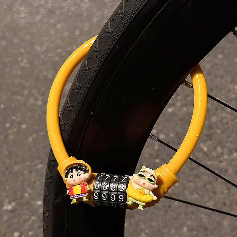 蜡笔小新自行车锁可爱卡通山地公路电动车防盗密码锁单车专用装备