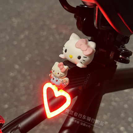 HelloKitty自行车尾灯警示灯可爱卡通公路山地车夜骑尾灯骑行装备