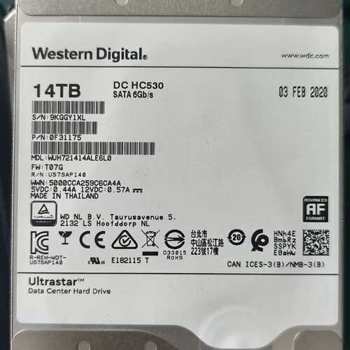 {议价}西数14T HC530 SATA硬盘
