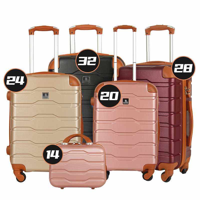 ABS材质5件套登机箱送礼旅行密码箱结实防水万向轮抗摔拉杆箱