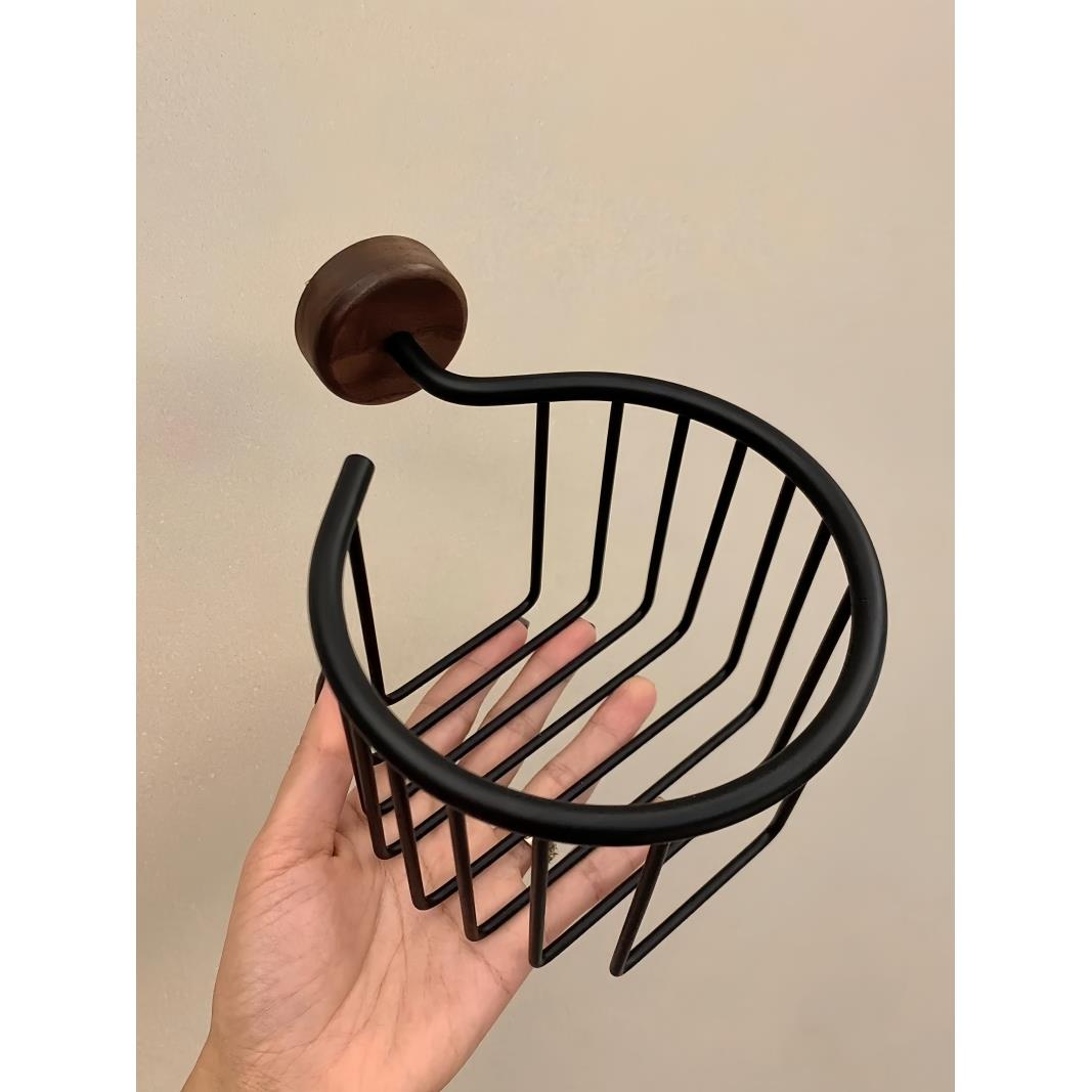 美拉德纸巾篓中古网篮纸巾架卫生间卷纸架置物架免打孔实木抽纸架